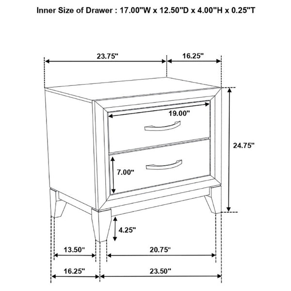 English Elm Stephan Grey Oak Finish Two Drawer Nightstand with Sleek Metal Hardware for Modern Bedrooms B2777P536479