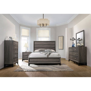 English Elm Stephan Grey Oak Finish Two Drawer Nightstand with Sleek Metal Hardware for Modern Bedrooms B2777P536479