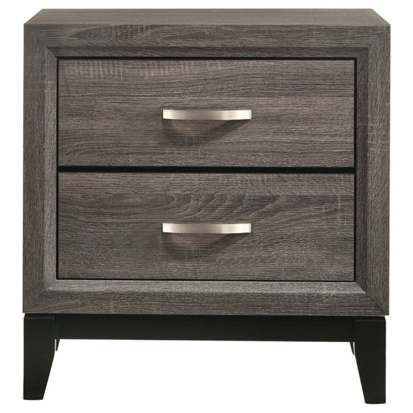 English Elm Stephan Grey Oak Finish Two Drawer Nightstand with Sleek Metal Hardware for Modern Bedrooms B2777P536479