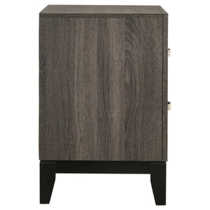 English Elm Stephan Grey Oak Finish Two Drawer Nightstand with Sleek Metal Hardware for Modern Bedrooms B2777P536479