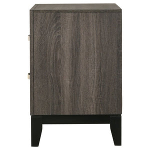 English Elm Stephan Grey Oak Finish Two Drawer Nightstand with Sleek Metal Hardware for Modern Bedrooms B2777P536479