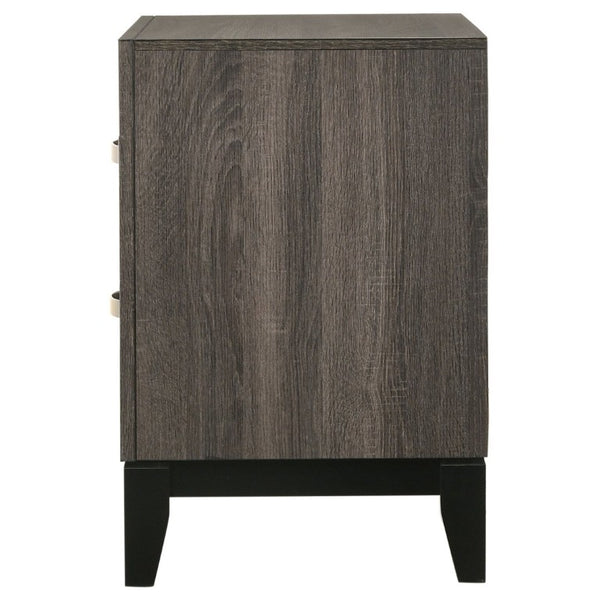 English Elm Stephan Grey Oak Finish Two Drawer Nightstand with Sleek Metal Hardware for Modern Bedrooms B2777P536479