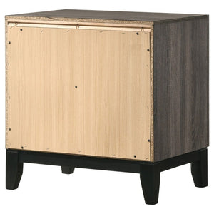 English Elm Stephan Grey Oak Finish Two Drawer Nightstand with Sleek Metal Hardware for Modern Bedrooms B2777P536479