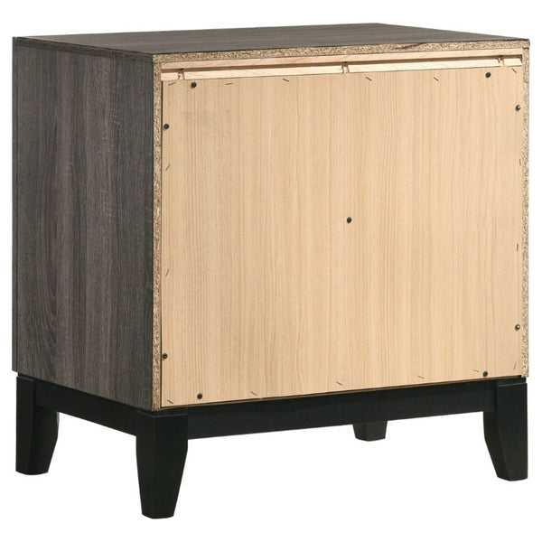 English Elm Stephan Grey Oak Finish Two Drawer Nightstand with Sleek Metal Hardware for Modern Bedrooms B2777P536479