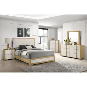 English Elm Lincoln Two Drawer Nightstand Natural Wood and White Melamine Bedroom Storage B2777P536480
