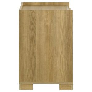 English Elm Lincoln Two Drawer Nightstand Natural Wood and White Melamine Bedroom Storage B2777P536480