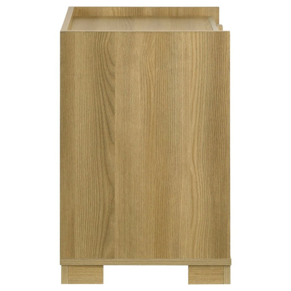 English Elm Lincoln Two Drawer Nightstand Natural Wood and White Melamine Bedroom Storage B2777P536480