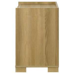 English Elm Lincoln Two Drawer Nightstand Natural Wood and White Melamine Bedroom Storage B2777P536480