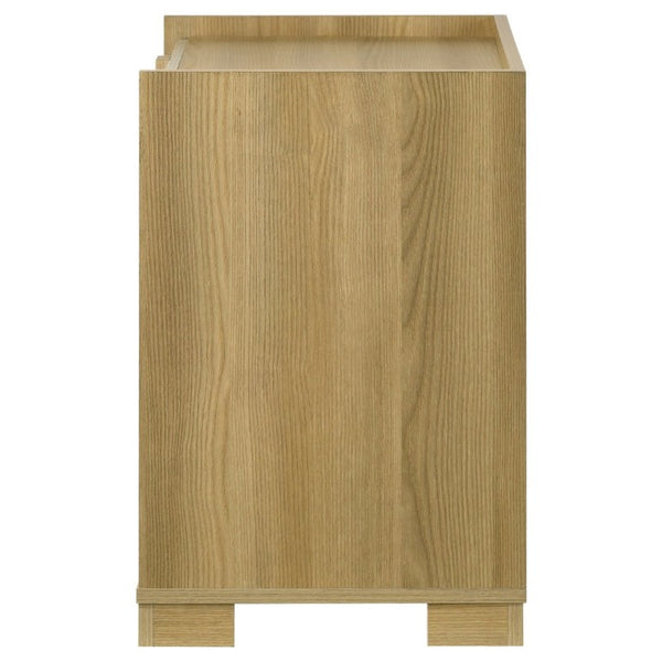 English Elm Lincoln Two Drawer Nightstand Natural Wood and White Melamine Bedroom Storage B2777P536480