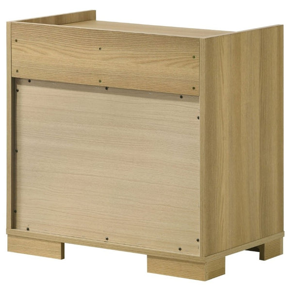 English Elm Lincoln Two Drawer Nightstand Natural Wood and White Melamine Bedroom Storage B2777P536480