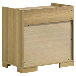 English Elm Lincoln Two Drawer Nightstand Natural Wood and White Melamine Bedroom Storage B2777P536480