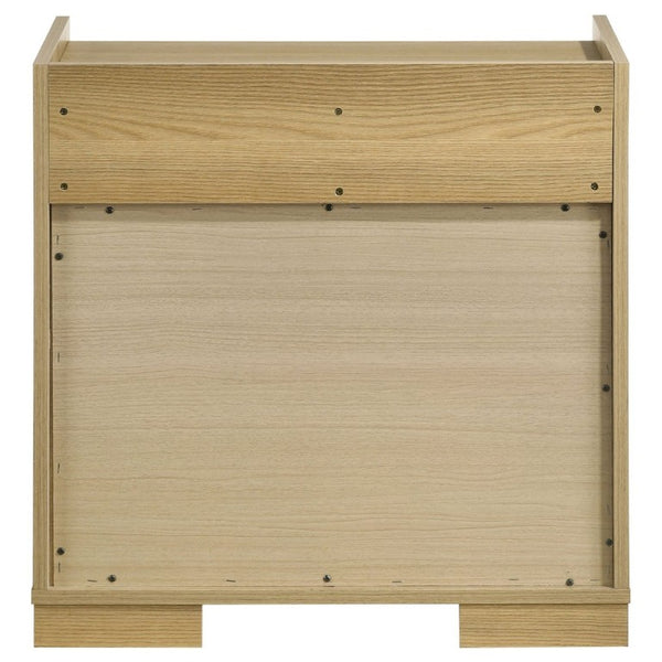 English Elm Lincoln Two Drawer Nightstand Natural Wood and White Melamine Bedroom Storage B2777P536480