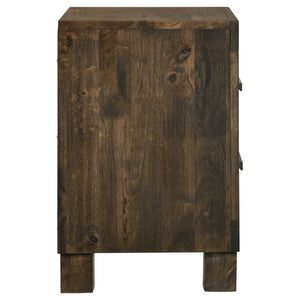 English Elm Rustic Wire-Brushed Hardwood Nightstand Two Drawers Warm Matte Farmhouse Bedroom B2777P536481
