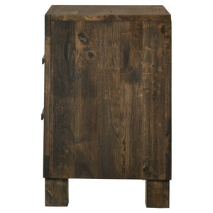 English Elm Rustic Wire-Brushed Hardwood Nightstand Two Drawers Warm Matte Farmhouse Bedroom B2777P536481