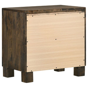 English Elm Rustic Wire-Brushed Hardwood Nightstand Two Drawers Warm Matte Farmhouse Bedroom B2777P536481