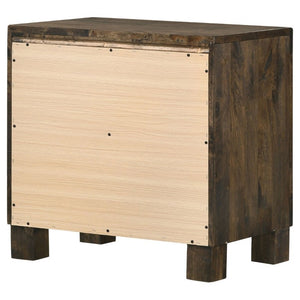 English Elm Rustic Wire-Brushed Hardwood Nightstand Two Drawers Warm Matte Farmhouse Bedroom B2777P536481