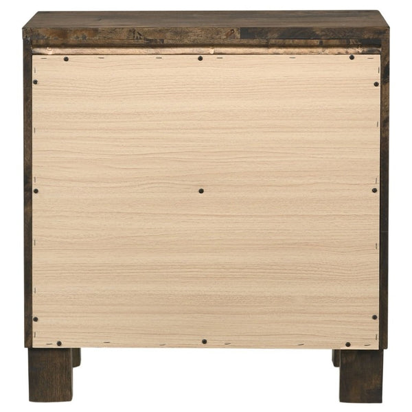 English Elm Rustic Wire-Brushed Hardwood Nightstand Two Drawers Warm Matte Farmhouse Bedroom B2777P536481