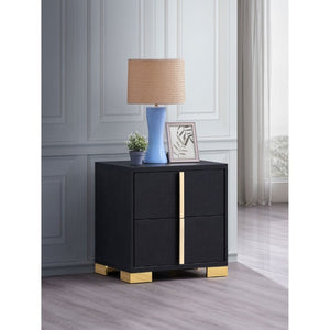 English Elm Jeremiah Matte Black Two Drawer Nightstand with Gold Art Deco Pulls for Modern Bedrooms B2777P536482