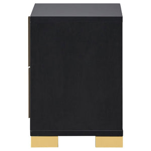 English Elm Jeremiah Matte Black Two Drawer Nightstand with Gold Art Deco Pulls for Modern Bedrooms B2777P536482