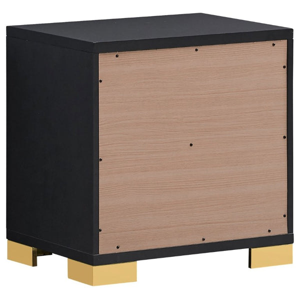 English Elm Jeremiah Matte Black Two Drawer Nightstand with Gold Art Deco Pulls for Modern Bedrooms B2777P536482