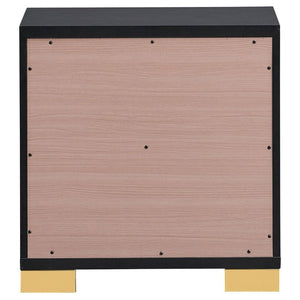 English Elm Jeremiah Matte Black Two Drawer Nightstand with Gold Art Deco Pulls for Modern Bedrooms B2777P536482