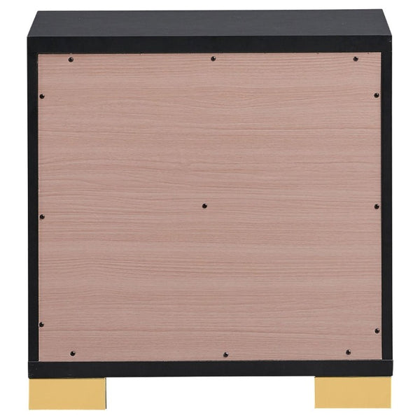 English Elm Jeremiah Matte Black Two Drawer Nightstand with Gold Art Deco Pulls for Modern Bedrooms B2777P536482