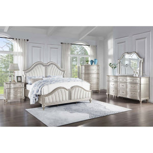 English Elm Evangeline 3-Drawer Nightstand Silver Oak Veneer with Tapered Legs Hexagonal Hardware B2777P536484