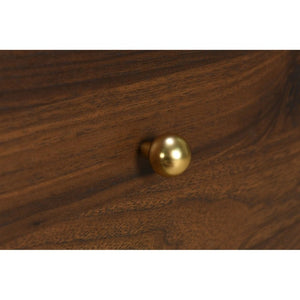 English Elm Anza Two Drawer Walnut Grain Nightstand with Gold Knobs for Modern Bedrooms B2777P536485