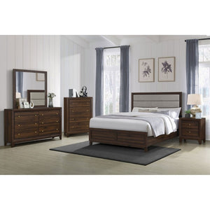 English Elm Anza Two Drawer Walnut Grain Nightstand with Gold Knobs for Modern Bedrooms B2777P536485