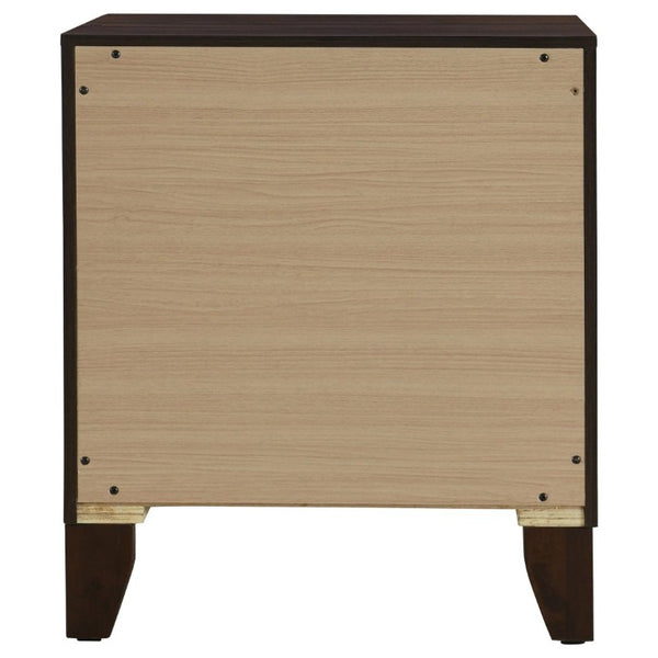 English Elm Anza Two Drawer Walnut Grain Nightstand with Gold Knobs for Modern Bedrooms B2777P536485
