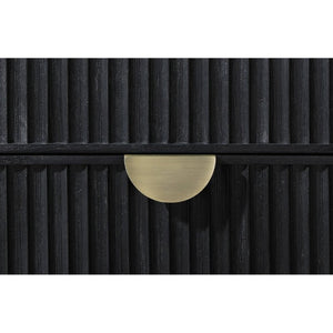 English Elm Mason Fluted Black Nightstand with Gold Handles and Felt Lined Drawer for Bedroom B2777P536487