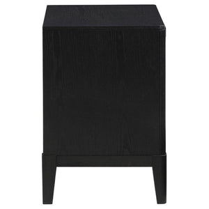 English Elm Mason Fluted Black Nightstand with Gold Handles and Felt Lined Drawer for Bedroom B2777P536487