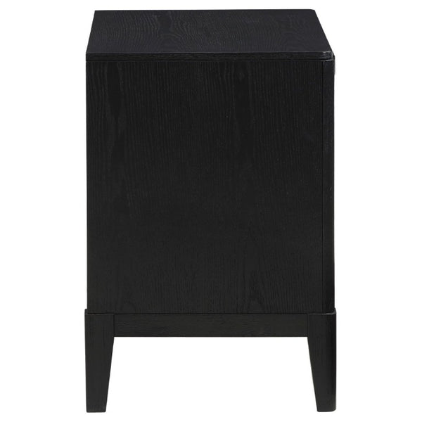 English Elm Mason Fluted Black Nightstand with Gold Handles and Felt Lined Drawer for Bedroom B2777P536487