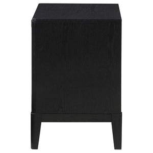 English Elm Mason Fluted Black Nightstand with Gold Handles and Felt Lined Drawer for Bedroom B2777P536487
