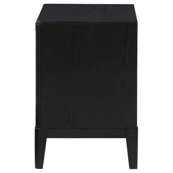 English Elm Mason Fluted Black Nightstand with Gold Handles and Felt Lined Drawer for Bedroom B2777P536487