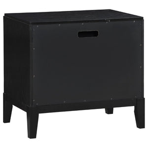English Elm Mason Fluted Black Nightstand with Gold Handles and Felt Lined Drawer for Bedroom B2777P536487