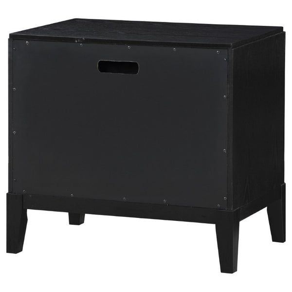 English Elm Mason Fluted Black Nightstand with Gold Handles and Felt Lined Drawer for Bedroom B2777P536487