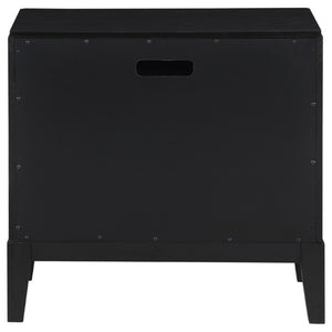 English Elm Mason Fluted Black Nightstand with Gold Handles and Felt Lined Drawer for Bedroom B2777P536487