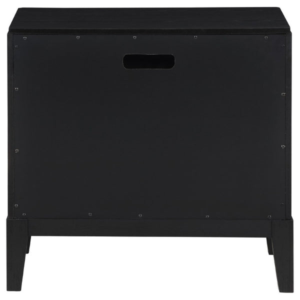 English Elm Mason Fluted Black Nightstand with Gold Handles and Felt Lined Drawer for Bedroom B2777P536487