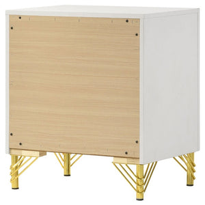 English Elm Chesney White Two Drawer Nightstand with Gold Hardware for Glam Bedroom Storage B2777P536488