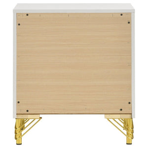 English Elm Chesney White Two Drawer Nightstand with Gold Hardware for Glam Bedroom Storage B2777P536488