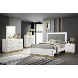English Elm Sophia Glam Two Drawer Nightstand with Gold Hardware and Lacquer Finish for Bedroom White B2777P536489