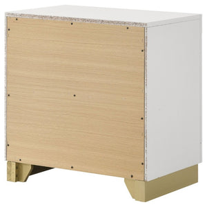 English Elm Sophia Glam Two Drawer Nightstand with Gold Hardware and Lacquer Finish for Bedroom White B2777P536489