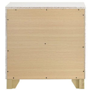 English Elm Sophia Glam Two Drawer Nightstand with Gold Hardware and Lacquer Finish for Bedroom White B2777P536489