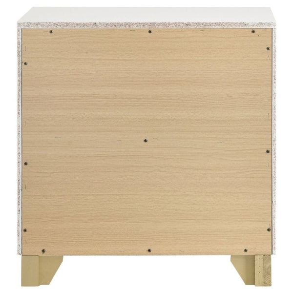English Elm Sophia Glam Two Drawer Nightstand with Gold Hardware and Lacquer Finish for Bedroom White B2777P536489