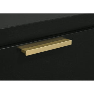 English Elm Sophia Glam Two Drawer Nightstand with Gold Hardware and Lacquer Finish for Bedroom Black B2777P536490
