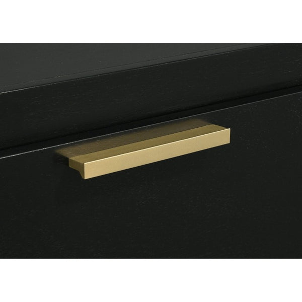 English Elm Sophia Glam Two Drawer Nightstand with Gold Hardware and Lacquer Finish for Bedroom Black B2777P536490