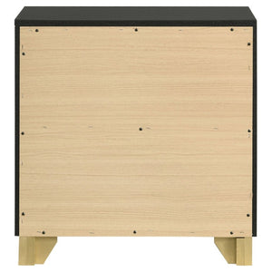 English Elm Sophia Glam Two Drawer Nightstand with Gold Hardware and Lacquer Finish for Bedroom Black B2777P536490