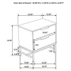 English Elm Yountville Two Drawer Nightstand White Melamine Finish with Black Hardware Modern Bedroom B2777P536491