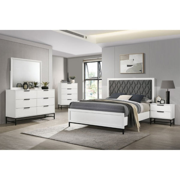 English Elm Yountville Two Drawer Nightstand White Melamine Finish with Black Hardware Modern Bedroom B2777P536491
